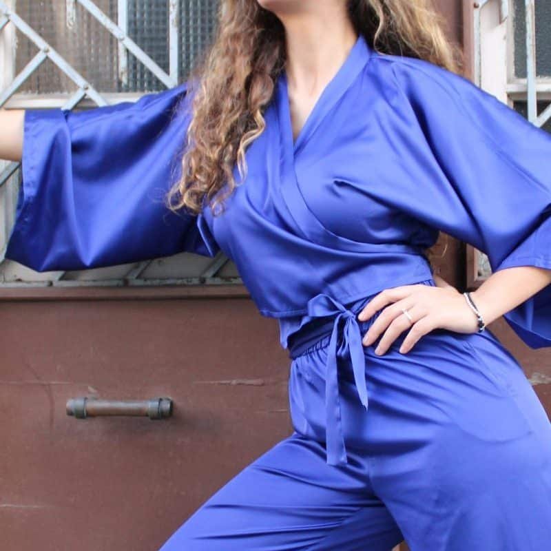 Blue Satin Top