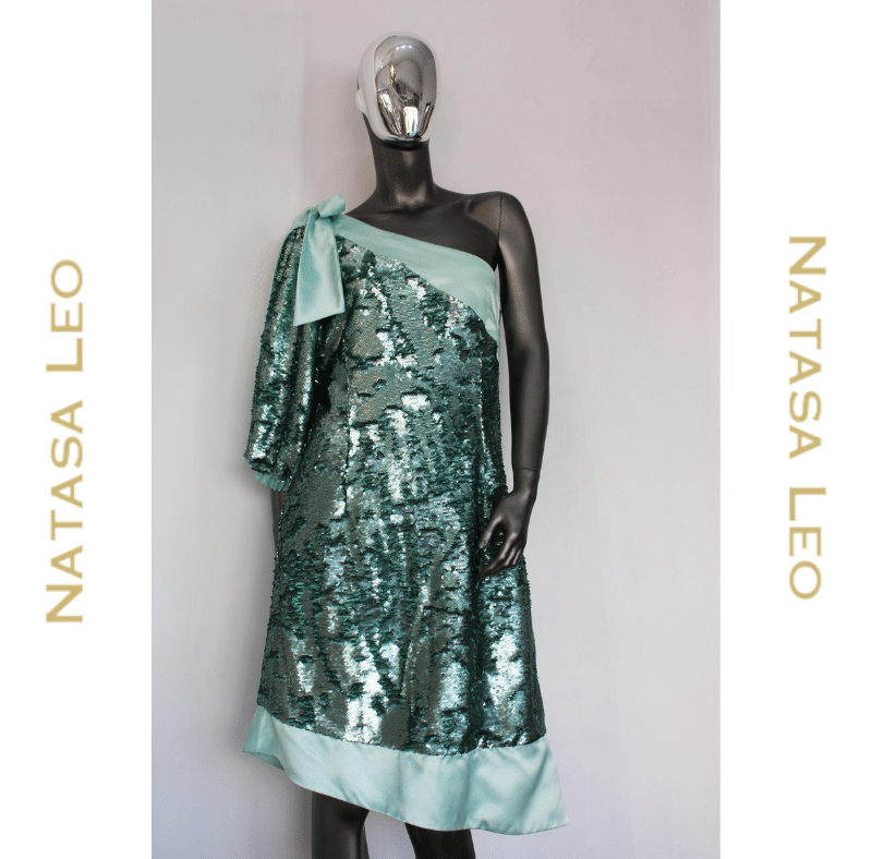 Sequined one-shoulder dress